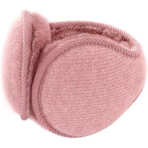 Unisex B-pink Warm Knit Cashmere Adjustable Wrap Outdoor Fur Earwarmer